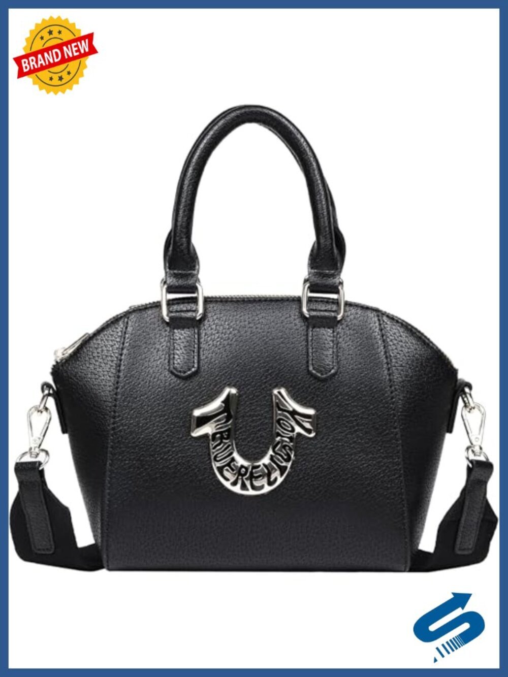 True Religion Horseshoe Mini Satchel with Detachable Crossbody Strap and Gold